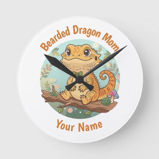 Custom Bearded Dragon Mom Wall Clock Ronde Klok (Voorkant)