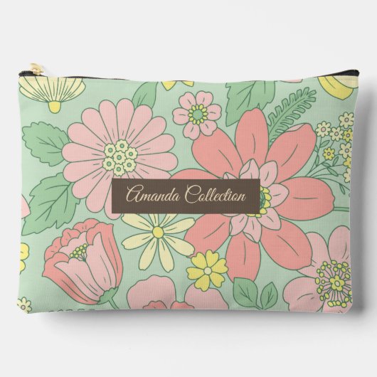 Custom beautiful hand drawn flowers in Pastel Pink Etui (Voorkant)