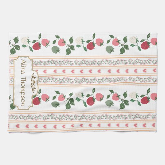 Custom beautiful retro pattern botanical mama theedoek (Horizontaal)