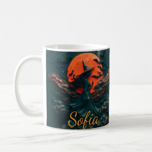 Custom Beautiful Witch Halloween Accent Mug, Perso Koffiemok (Links)