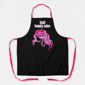 Custom Beauty Salon Naam Zwart & Hot Pink Personee Schort (Voorkant)