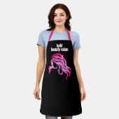 Custom Beauty Salon Naam Zwart & Hot Pink Personee Schort (Gedragen)