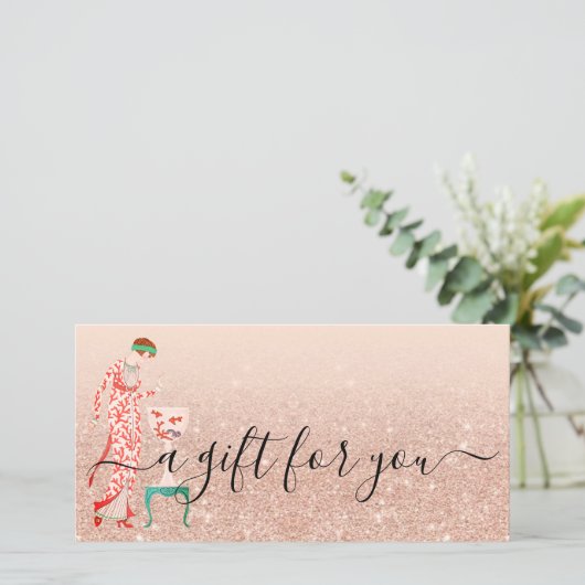 Custom Beauty Small Business Voucher QR Gift Kaart (Staand voorkant)