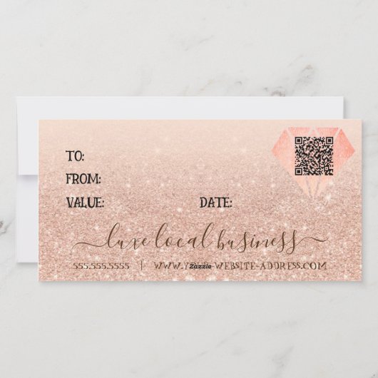 Custom Beauty Small Business Voucher QR Gift Kaart (Achterkant)
