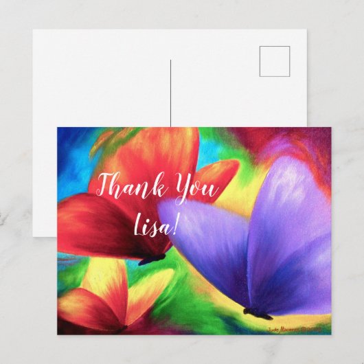 Custom Bedankt Briefkaart Kleurrijke Vlinders Art (Voorkant / Achterkant)