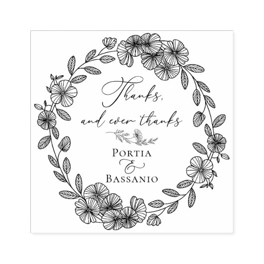 Custom Bedankt Elegant Botanische Quote Rubberstempel (Afrduk)