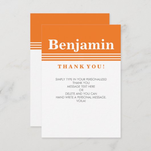 CUSTOM BEDANKT OPMERKING cool modern vet naam sina Kaart (Voorkant / Achterkant)