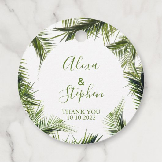 Custom Bedankt Palm Leaves Tropical Wedding Bedankjes Labels (Achterkant)
