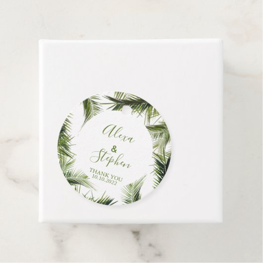 Custom Bedankt Palm Leaves Tropical Wedding Bedankjes Labels (In situ)