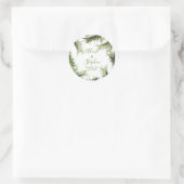 Custom Bedankt Palm Leaves Tropical Wedding Ronde Sticker (Tas)
