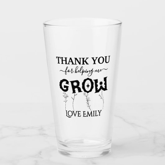 Custom Bedankt voor het helpen groeien Gift Glas (Voorkant)