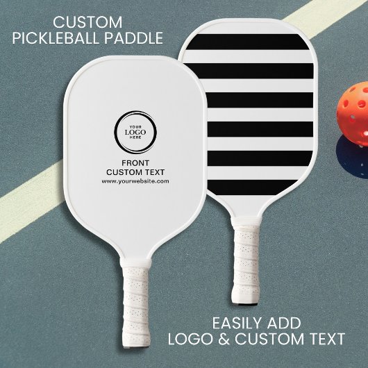 Custom Bedrijf Business Logo Tekst Black Stripe Pickleball Paddle