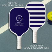 Custom Bedrijf Business Logo Text Blue Stripe Pickleball Paddle