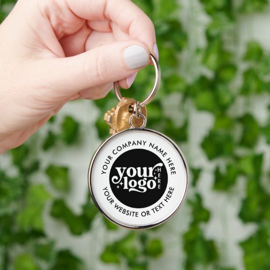 Custom Bedrijf Business Logo Text Modern Sleutelhanger (Hand)