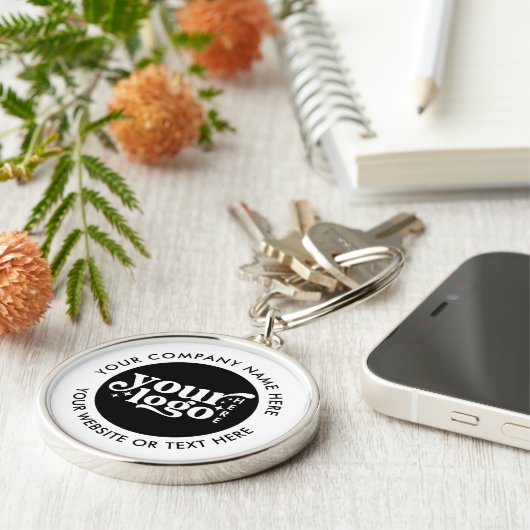 Custom Bedrijf Business Logo Text Modern Sleutelhanger (Zijkant)