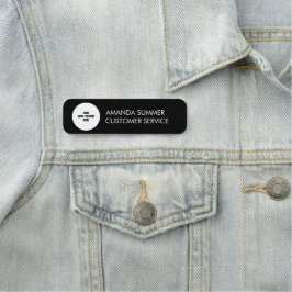 Custom Bedrijf Logo Naam Stijlvol Zwart Modern Naamplaatje