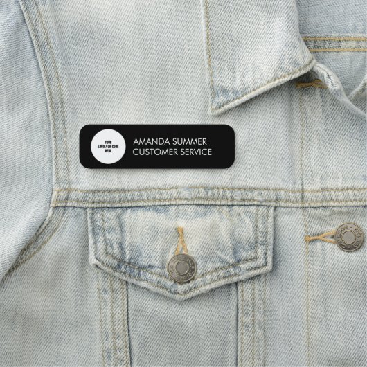 Custom Bedrijf Logo Naam Stijlvol Zwart Modern Naamplaatje (In situ)