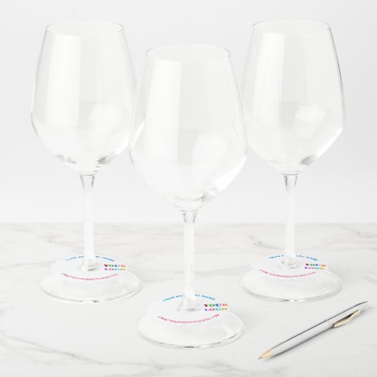 Custom Bedrijf Logo Tekst Wijnglas Label Sjabloon (Set)