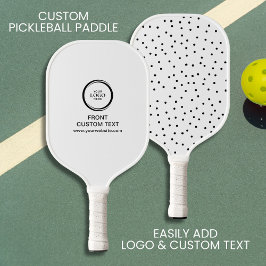 Custom Bedrijf Zakelijke Logo Tekst Zwart Polka Do Pickleball Paddle