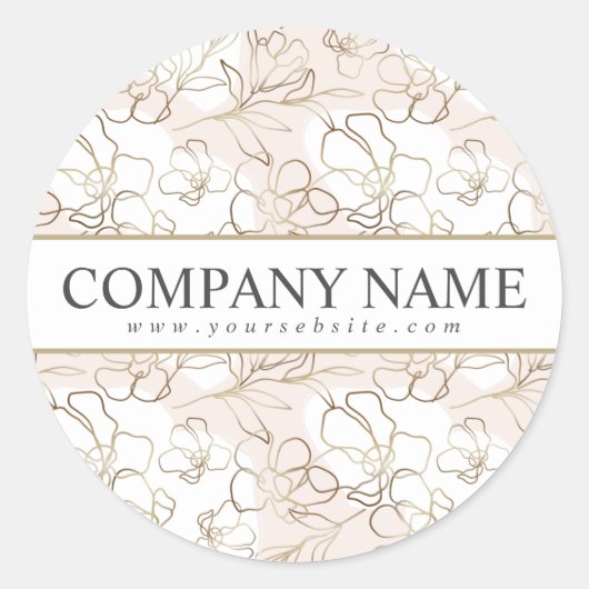 Custom Bedrijfsnaam Blush Pink Floral Sticker (Voorkant)