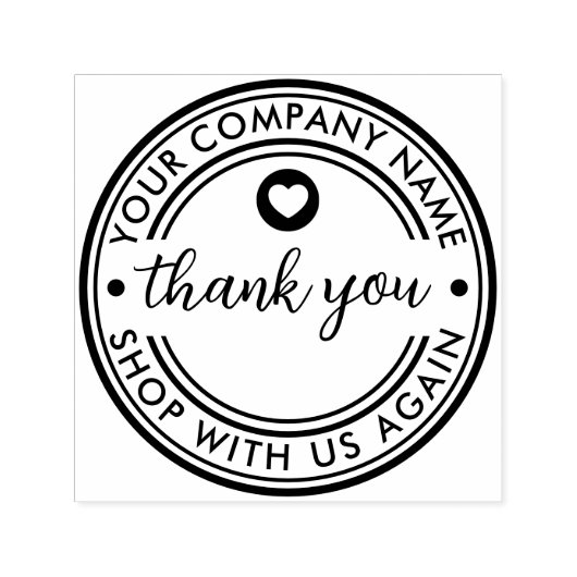 Custom Bedrijfsnaam Hart Symbool Bedankt Bericht Zelfinktende Stempel (Design)
