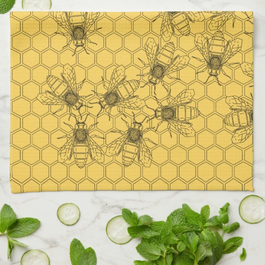 Custom Bee Apiary Keuken Handdoek (Gevouwen)