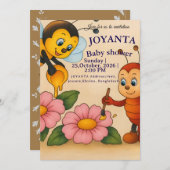 Custom bee baby shower  kaart (Voorkant / Achterkant)