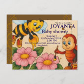 Custom bee baby shower  uitnodiging briefkaart (Voorkant / Achterkant)