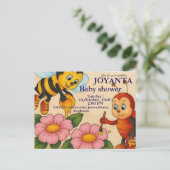 Custom bee baby shower  uitnodiging briefkaart (Staand voorkant)
