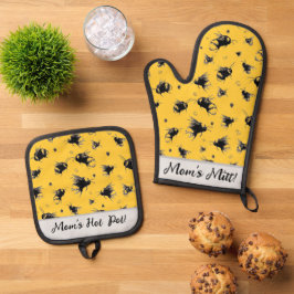 Custom Bee Keuken Handschoenen Set - Gift voor Mam