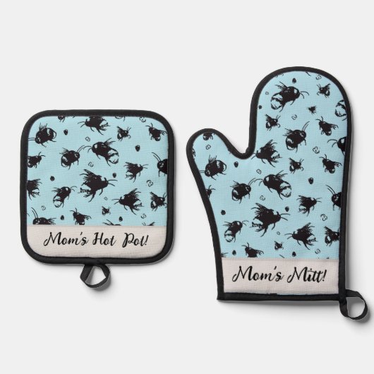Custom Bee Oven Mitt & Pot Holder Set voor haar (Voorkant)