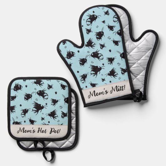 Custom Bee Oven Mitt & Pot Holder Set voor haar (Voorkant / Achterkant)
