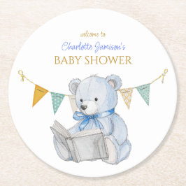 Custom Beer het lezen van een boek Baby shower Ronde Kartonnen Onderzetter