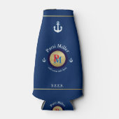 Custom Beer Monogram (naam & initialen), nautisch Flesjeskoeler (Voorkant)
