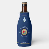 Custom Beer Monogram (naam & initialen), nautisch Flesjeskoeler (Fles Voorkant)