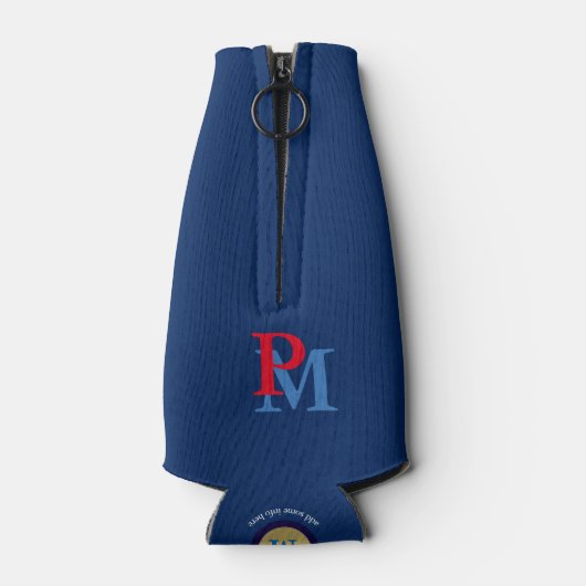 Custom Beer Monogram (naam & initialen), nautisch Flesjeskoeler (Achterkant)