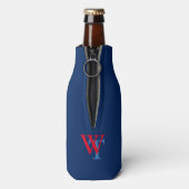 Custom Beer Monogram (naam & initialen) op blauw Flesjeskoeler (Fles Achterkant)