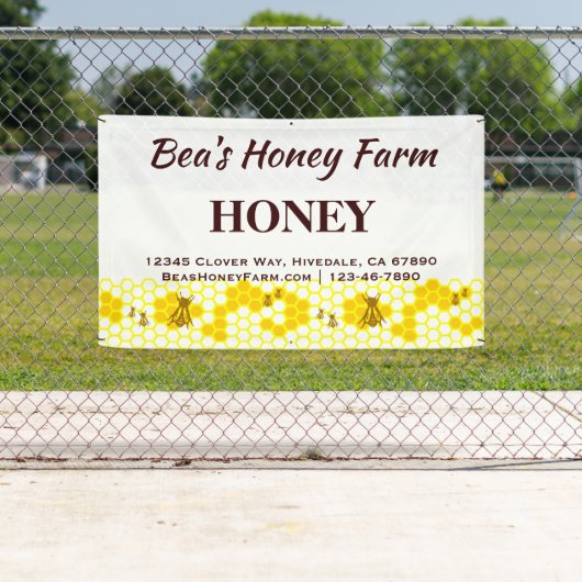 Custom Bees Honey Boerderij 3' x 5' Display Banner (Insitu)