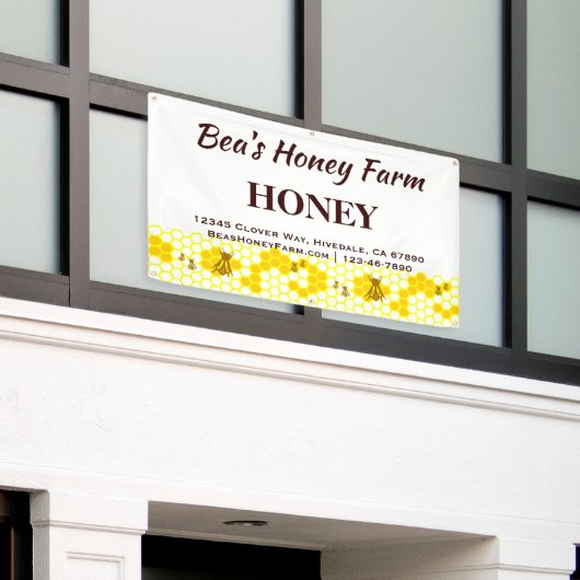 Custom Bees Honey Boerderij 3' x 5' Display Banner (Buitenkant Gebouw)