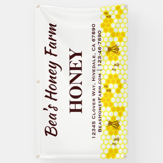 Custom Bees Honey Boerderij 3' x 5' Display Banner (Verticaal)