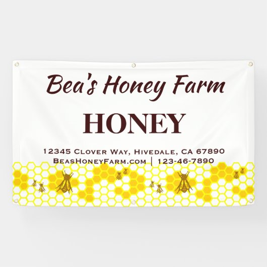 Custom Bees Honey Boerderij 3' x 5' Display Banner (Horizontaal)