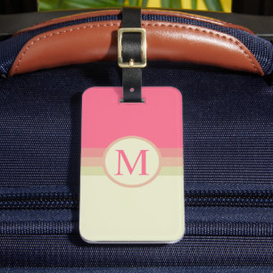 Custom Beige Bord geel roze kleurenblok Bagagelabel