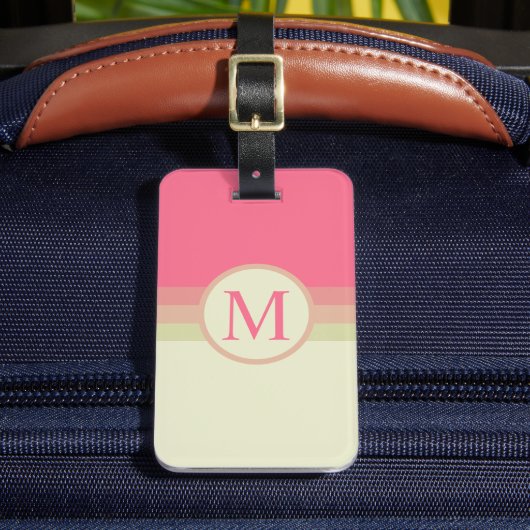 Custom Beige Bord geel roze kleurenblok Bagagelabel (Voorkant Insitu 2)