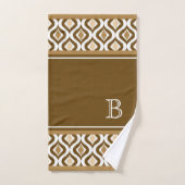 Custom Beige Brown White Retro Chic Ikat Ogee Bad Handdoek (Handdoek)