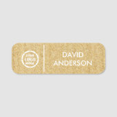 Custom Beige Business Logo Basic Medewerker Person Naamplaatje (Voorkant)