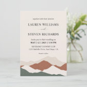 Custom Beige Grijs Abstract Bergen Wedding Kaart (Staand voorkant)