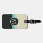 Custom Beige Grijs Blauw Zwart Kleurenblok Bagagelabel (Voorkant horizontaal)