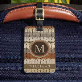 Custom Beige Grijs Bruin Aztec Patroon Bagagelabel