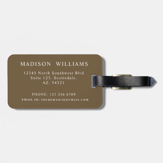 Custom Beige Grijs Bruin Aztec Patroon Bagagelabel (Achterkant horizontaal)