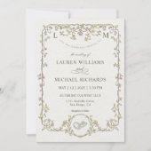 Custom beige grijs en ze leefden bruiloft kaart (Voorkant)